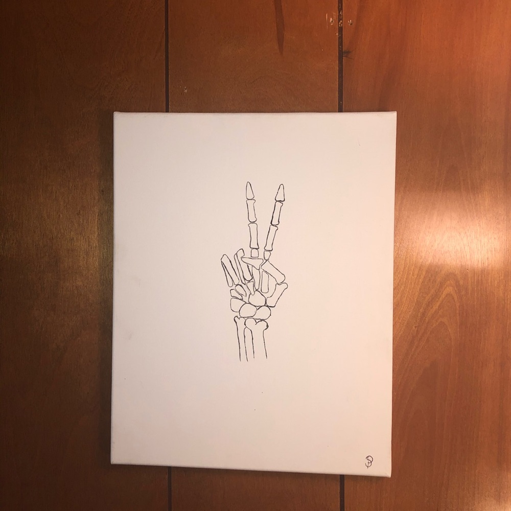 Hand painted skeletonized peace sign